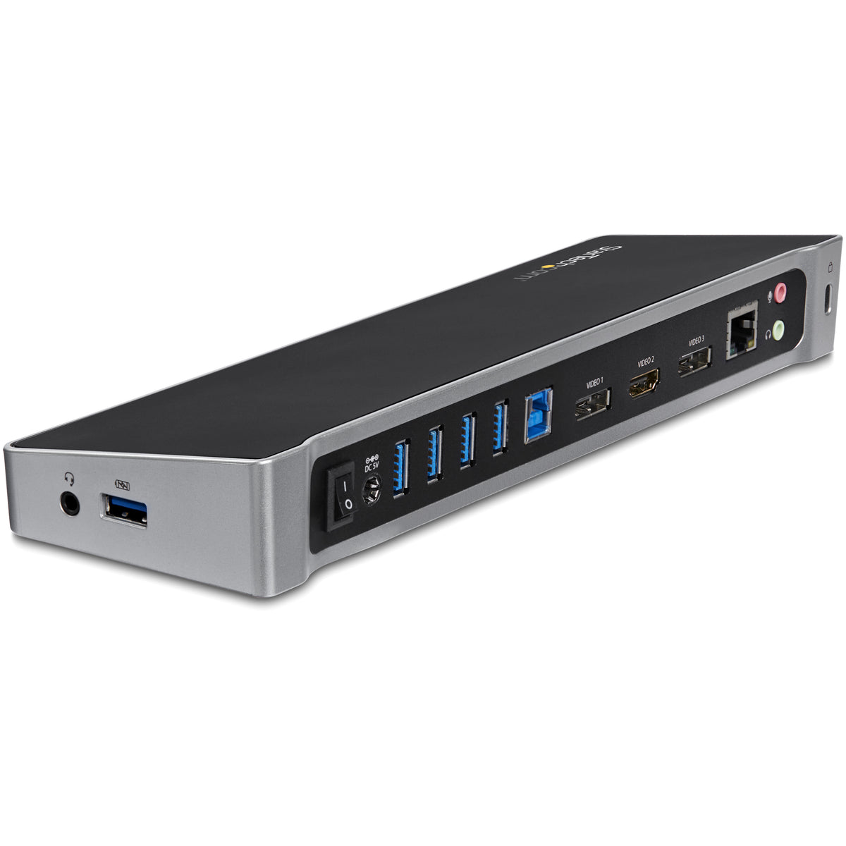StarTech.com Drei Monitor USB 3.0 Docking Station mit 2x 4K DisplayPort & HDMI, 5x USB-A Hub (1x Fast-Charge), 3,5 mm Audio, GbE - USB Typ A Universelles Laptop Dock, MacOS / Windows