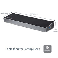 StarTech.com Drei Monitor USB 3.0 Docking Station mit 2x 4K DisplayPort & HDMI, 5x USB-A Hub (1x Fast-Charge), 3,5 mm Audio, GbE - USB Typ A Universelles Laptop Dock, MacOS / Windows