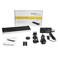 StarTech.com Drei Monitor USB 3.0 Docking Station mit 2x 4K DisplayPort & HDMI, 5x USB-A Hub (1x Fast-Charge), 3,5 mm Audio, GbE - USB Typ A Universelles Laptop Dock, MacOS / Windows