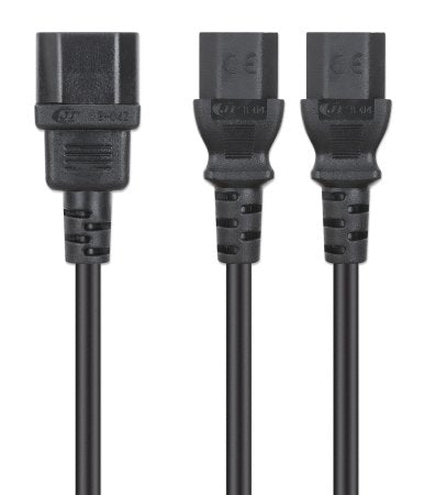 Manhattan 157469 Stromkabel Schwarz 1,8 m C14-Koppler 2 x C13-Koppler