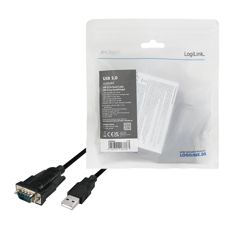 LogiLink AU0048A Serien-Kabel Schwarz 1,5 m USB A DB-9