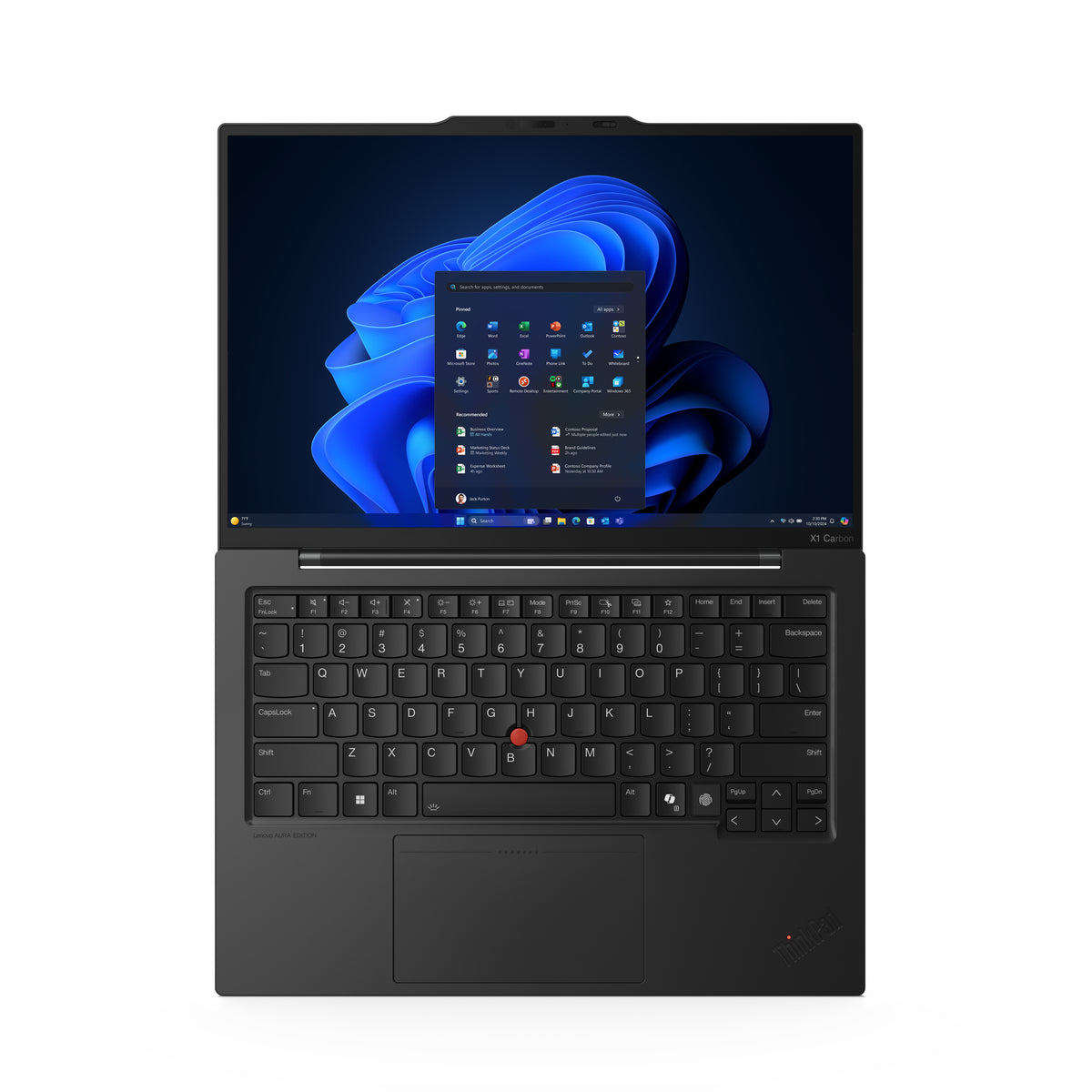 Lenovo ThinkPad X1 Carbon Gen 13 Aura Edition Intel Core Ultra 7 265U Laptop 35,6 cm (14") Touchscreen 2.8K 64 GB LPDDR5x-SDRAM 2 TB SSD Wi-Fi 7 (802.11be) Windows 11 Pro Schweiz Schwarz