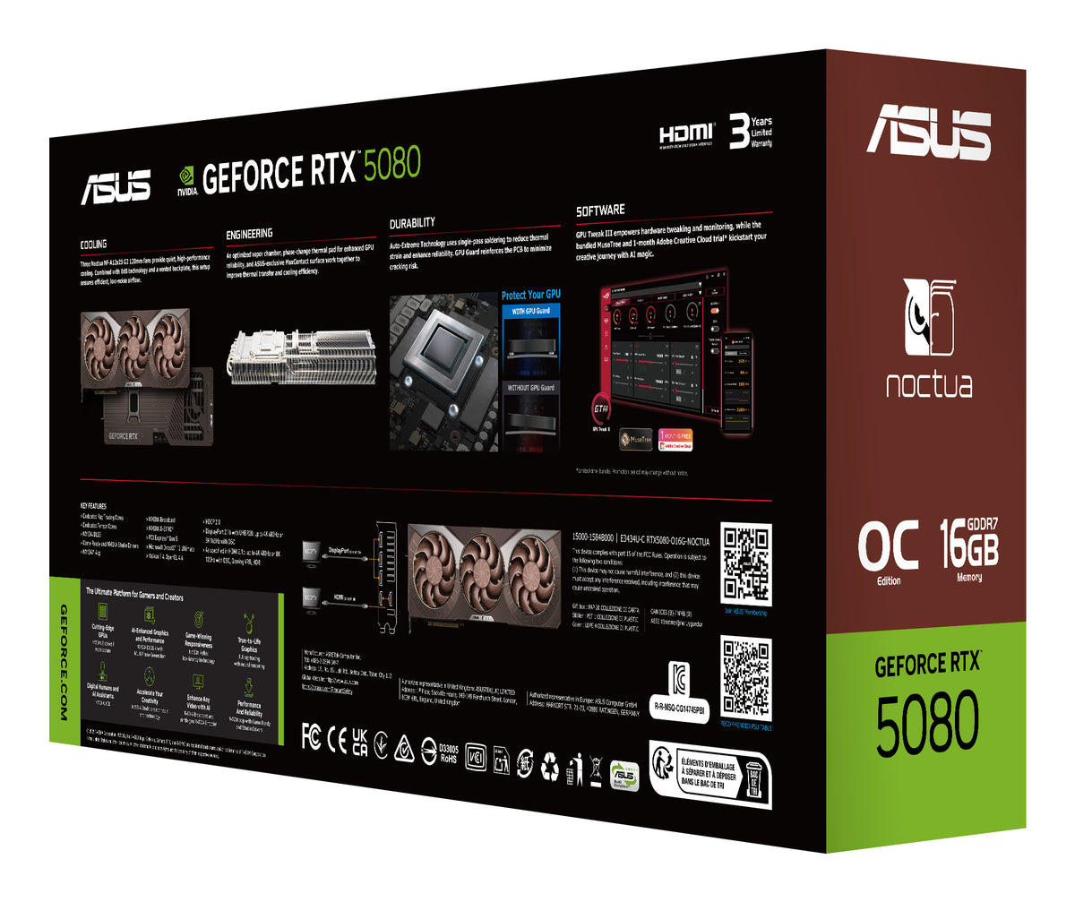 ASUS RTX5080-O16G-NOCTUA NVIDIA GeForce RTX 5080 16 GB GDDR7