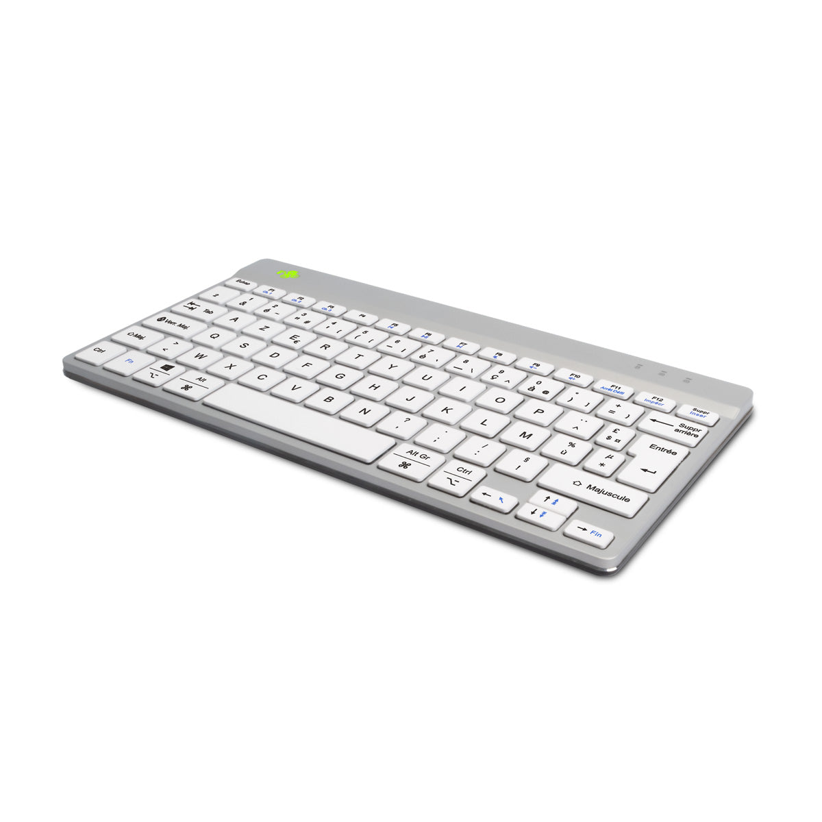 R-Go Tools Ergonomische Tastatur R-Go Compact Break, kompakte Tastatur mit Pausensoftware, AZERTY (FR), Bluetooth, Weiß