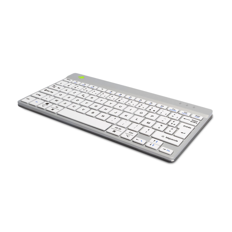 R-Go Tools Ergonomische Tastatur R-Go Compact Break, kompakte Tastatur mit Pausensoftware, AZERTY (FR), Bluetooth, Weiß
