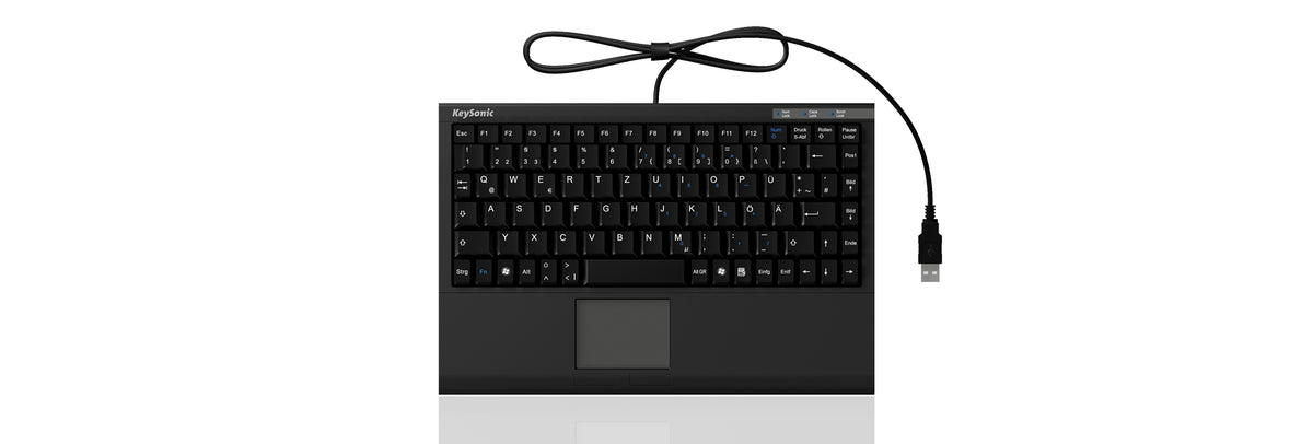 KeySonic ACK-540U+ (US) Mini-Tastatur, SoftSkin, Smart-Touchpad, USB, schwarz