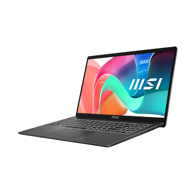 MSI Modern 15 F1MG-1245FRNN Intel Core 7 150U Laptop 39,6 cm (15.6") Full HD 16 GB DDR4-SDRAM 512 GB SSD Wi-Fi 6E (802.11ax) Windows 11 Pro Grau AZERTY Französisch