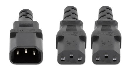Manhattan 157469 Stromkabel Schwarz 1,8 m C14-Koppler 2 x C13-Koppler