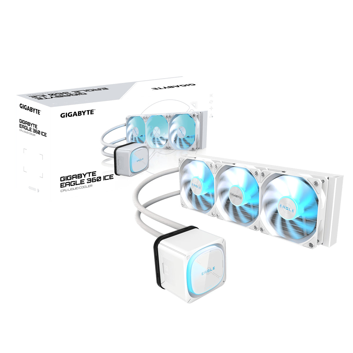 GIGABYTE EAGLE 360 ICE Flüssig-CPU-Kühler - 3x120mm ARGB-Lüfter, Vollfarb-LCD, DAISY-CHAIN, Kompatibel mit Intel LGA 1851 und AMD AM5