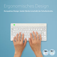 R-Go Tools Ergonomische Tastatur R-Go Compact Break, kompakte Tastatur mit Pausensoftware, QWERTY (NORDIC), Bluetooth, Weiß