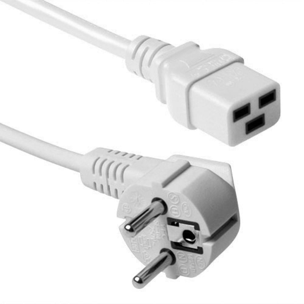 ACT Stromkabel Netzstecker CEE 7/7 Stecker (abgewinkelt) - C19 weiß 0,6 m