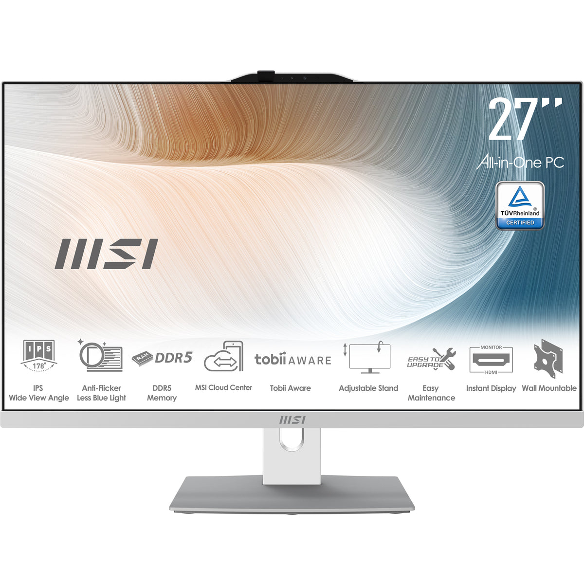 MSI Modern AM242P 1M-1872AT All-in-One PC/Workstation Intel Core 5 120U 60,5 cm (23.8") 1920 x 1080 Pixel All-in-One-PC 16 GB DDR5-SDRAM 512 GB SSD Windows 11 Home Wi-Fi 6E (802.11ax) Weiß