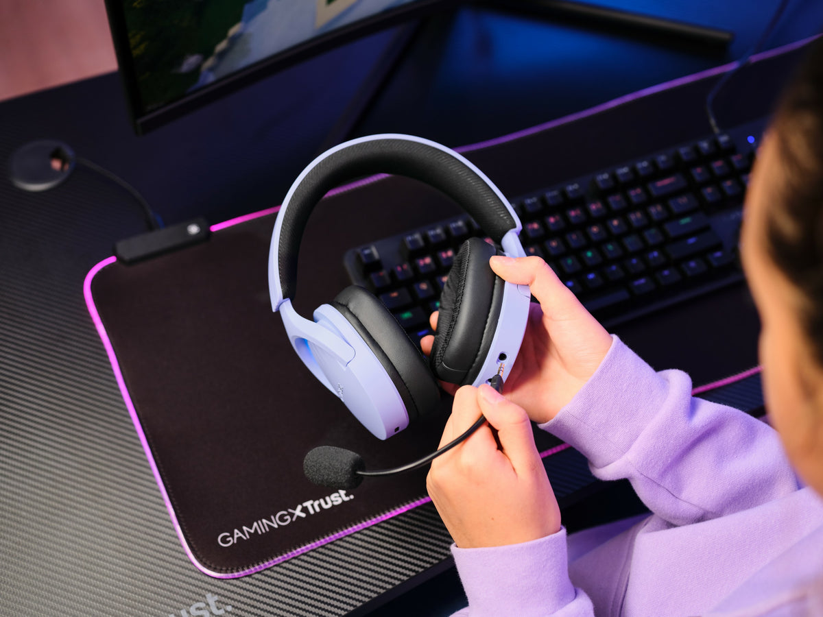 Trust GXT 491P FAYZO Kopfhörer Verkabelt & Kabellos Kopfband Gaming USB Typ-A Bluetooth Schwarz, Violett