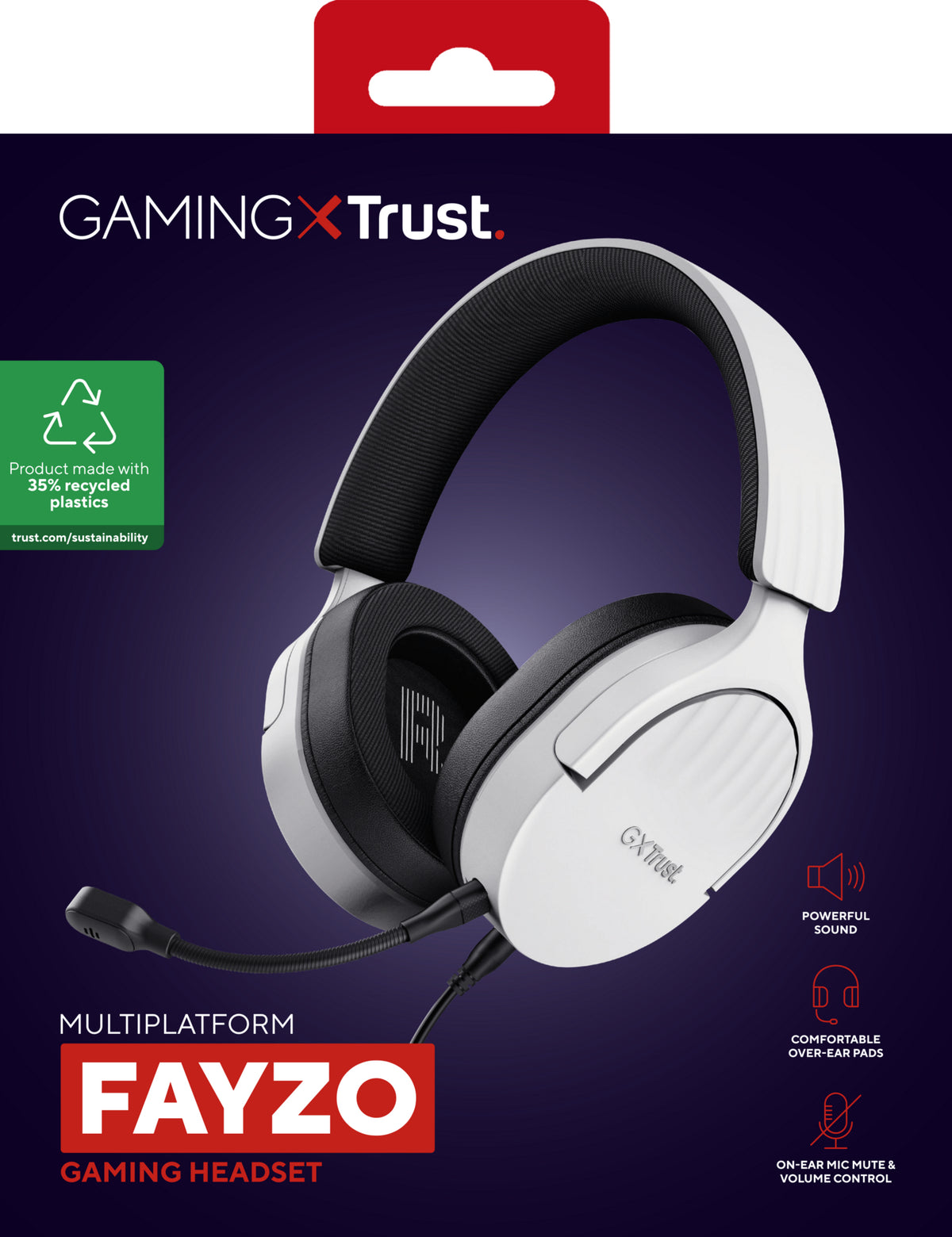 Trust GXT 489W FAYZO Kopfhörer Kabelgebunden Kopfband Gaming Schwarz, Weiß