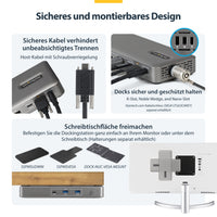 StarTech.com USB4 Dockingstation, treiberloser Dual 4K 144Hz für Mac und Windows, Universelles USB-C Dock mit DisplayPort, 100W PD und 2,5GbE