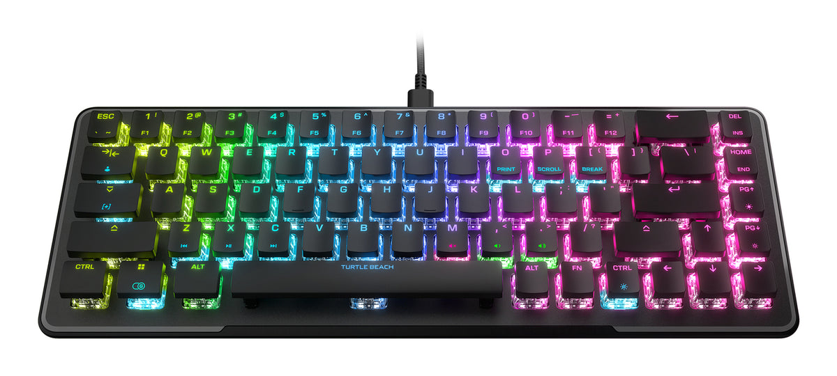 Turtle Beach Vulcan II Mini – 65 % optisch-mechanische Gaming-Tastatur mit anpassbarer RGB-Beleuchtung, Tastenduplikator-Technologie, Aluminiumplatte, Schwarz
