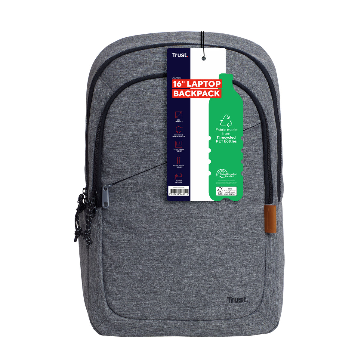 Trust Avana 40,6 cm (16") Rucksack Grau