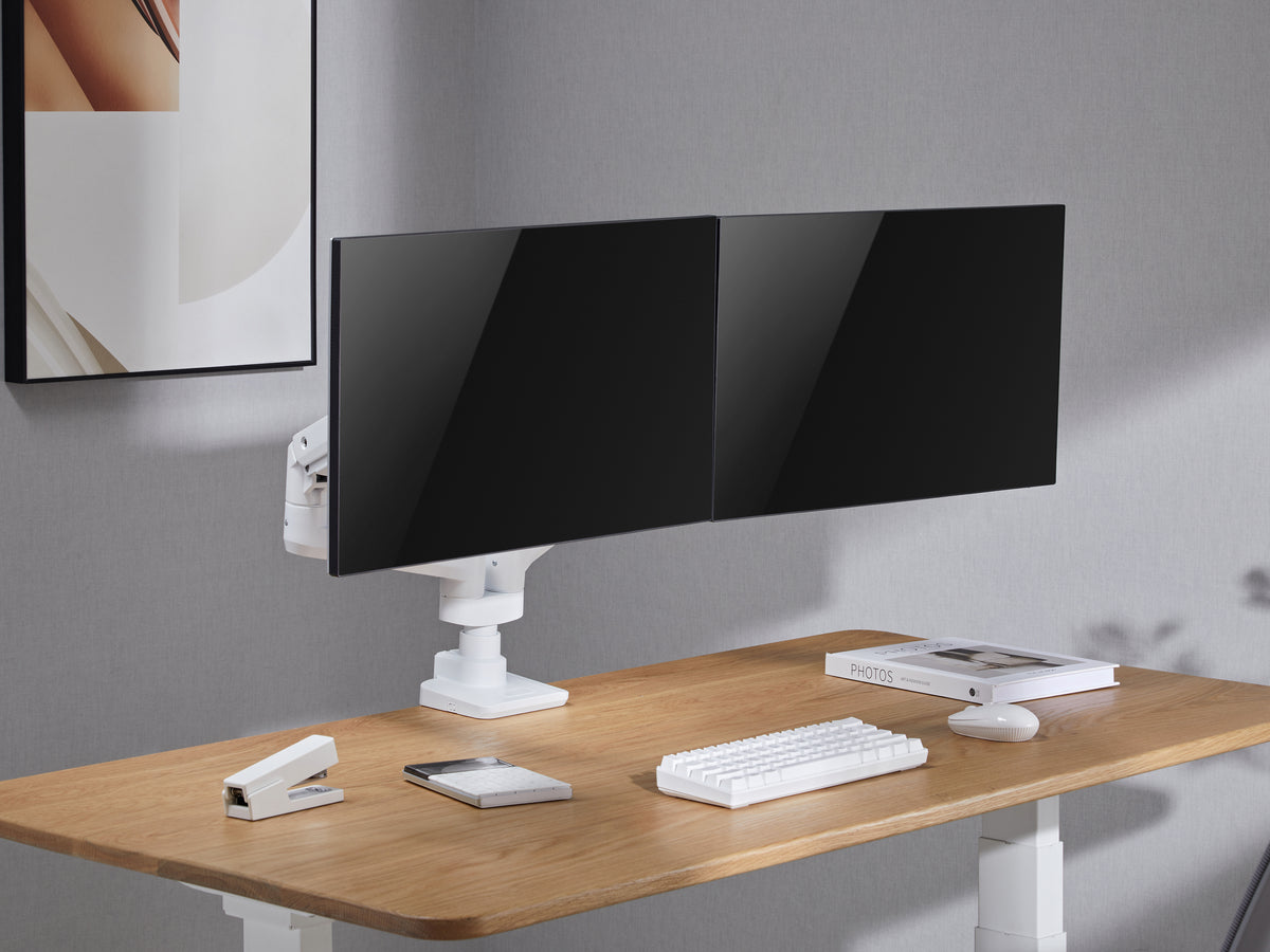 Equip 17"-35" Schwerlast-Doppelmonitor-Schreibtischhalterung, Weiß