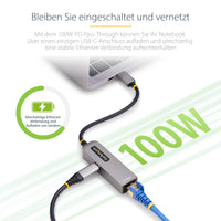 StarTech.com 2,5GbE USB C Ethernet Adapter, 100W PD Pass-Through, USB-C auf Lan-RJ45 Netzwerkadapter, USB-C 3.0 NIC, Thunderbolt Kompatibel, Windows & Mac
