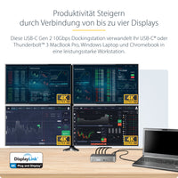 StarTech.com USB C Dockingstation für 4 monitore - 4K 60Hz Hybrid Notebook Dock DisplayPort 1.4 & HDMI 2.0 - Universal USB-C/Thunderbolt Laptop Dock mit 100W PD - USB Hub mit 1x USB-C & 3x USB-A, GbE, Audio