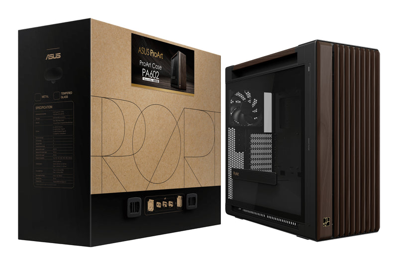 ASUS ProArt PA602 Wood Edition Modern Black - Tempered Glass Panel Midi Tower Schwarz, Holz