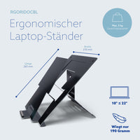 R-Go Tools Laptopständer R-Go Riser Document, ergonomisch, faltbar und einstellbar, mit Dokumentenhalter, AGR-zertifiziert, schwarz