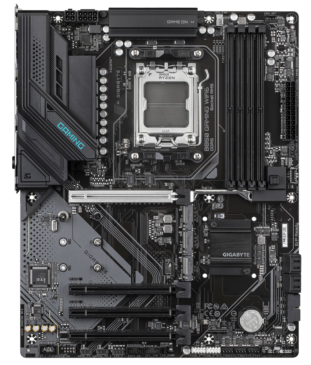 GIGABYTE B850 GAMING WIFI6 Motherboard - AMD Ryzen 9000 Serie CPUs, 6+2+2 Phasen digitales VRM, bis zu 8200MHz DDR5 (OC), 1xPCIe 5.0 + 2xPCIe 4.0 M.2, GbE LAN, WIFI 6, USB 3.2 Gen 2