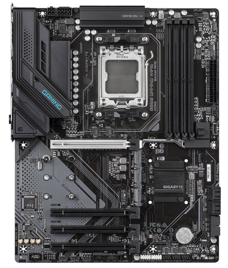 GIGABYTE B850 GAMING WIFI6 Motherboard - AMD Ryzen 9000 Serie CPUs, 6+2+2 Phasen digitales VRM, bis zu 8200MHz DDR5 (OC), 1xPCIe 5.0 + 2xPCIe 4.0 M.2, GbE LAN, WIFI 6, USB 3.2 Gen 2