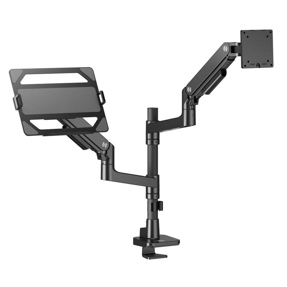 ACT Einzelner Monitorarm und Laptoparm für das Büro, Premium, mit Gasfeder, an Stange montiert