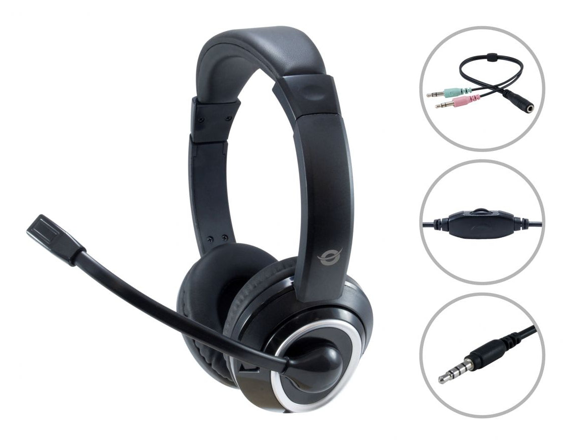 Conceptronic POLONA02BA Kopfhörer & Headset Kabelgebunden Kopfband Gaming Schwarz