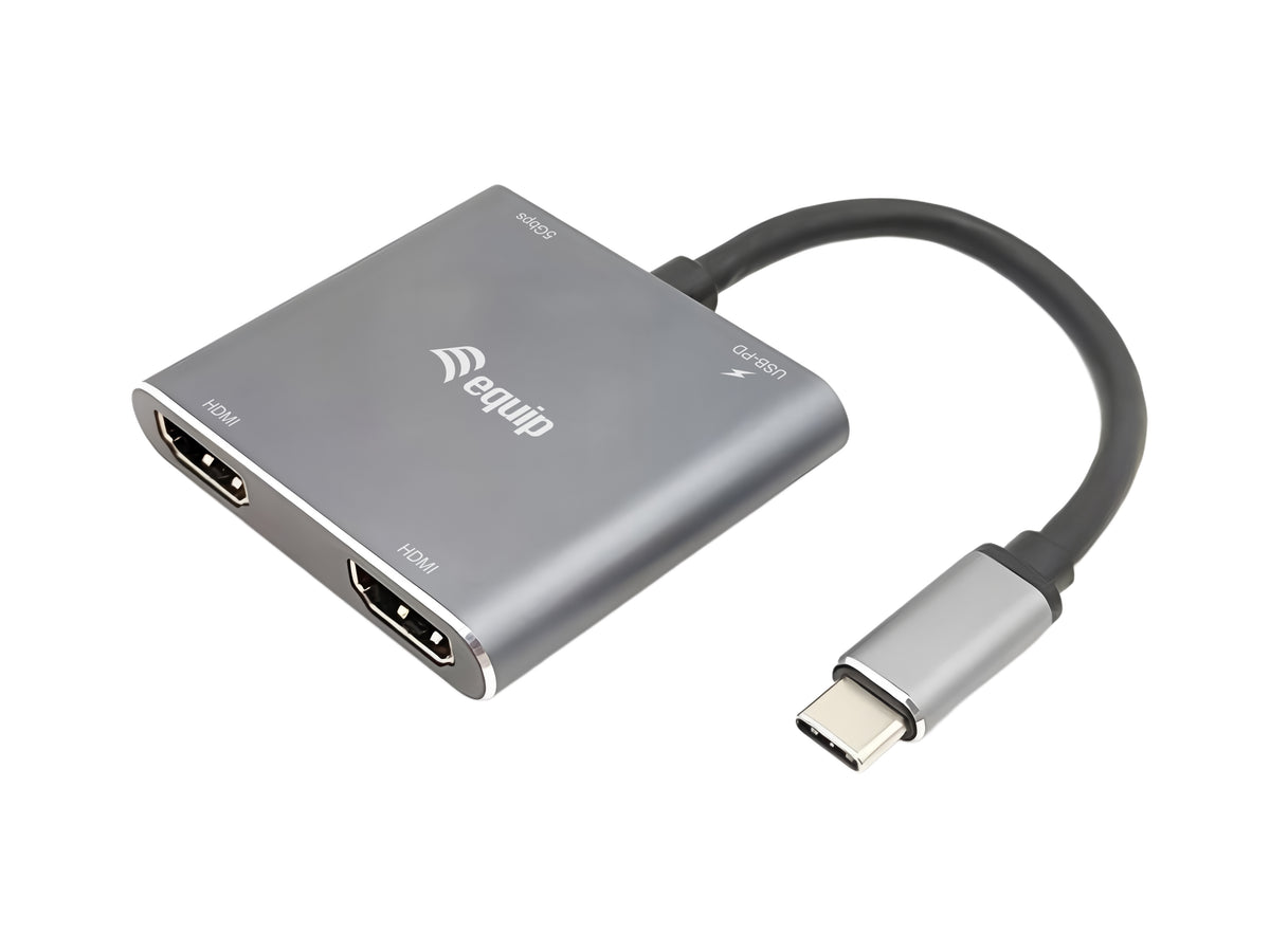 Equip USB-C 4-in-1 Dual-HDMI-Adapter, USB 3.0, 100W USB PD