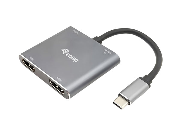 Equip USB-C 4-in-1 Dual-HDMI-Adapter, USB 3.0, 100W USB PD