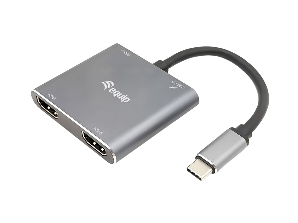 equip USB-C 4-in-1 Dual HDMI Adapter, USB 3.0, 100W USB PD