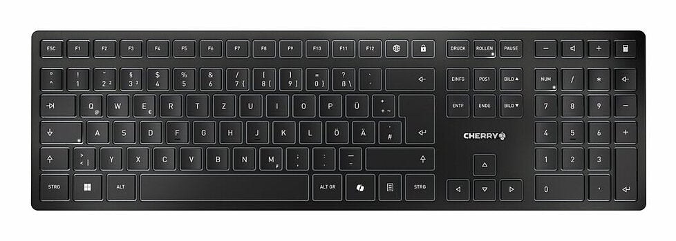 CHERRY KW 9100 SLIM Tastatur Universal RF Wireless + Bluetooth QWERTY Portuguesisch Schwarz, Grau