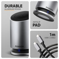 Axagon HMC-WL9 USB-C 10Gbps-Dockingstation mit 15 W kabellosem Laden 9in1
