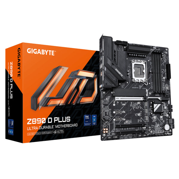 GIGABYTE Z890 D PLUS Mainboard – Unterstützt Intel Core Ultra (Serie 2) CPUs, 12+1+2-Phasen-VRM, bis zu 9466 MHz DDR5 (OC), 1× PCIe 5.0 M.2 + 3× PCIe 4.0 M.2, 2.5-GbE-LAN, USB 3.2 Gen 2