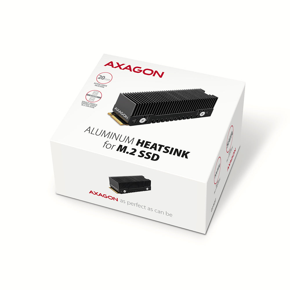 Axagon CLR-M2XT Aluminium-Passivkühler für einseitige und doppelseitige M.2-SSD-Festplatten, Größe 2280, Höhe 24 mm