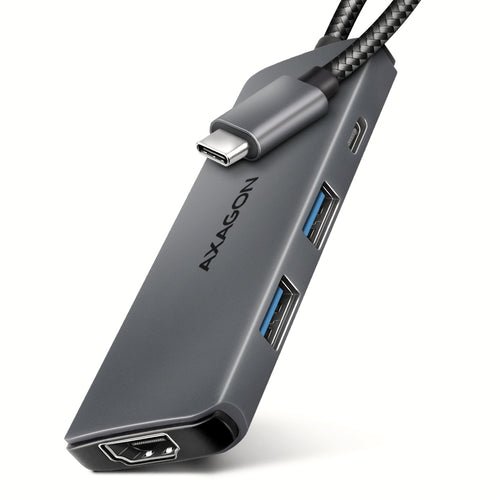 Axagon HMC-5H8K USB 5Gbps hub 2x USB-A USB-C HDMI 8k/30Hz PD 100W kabel USB-C Kabelgebunden USB 3.2 Gen 1 (3.1 Gen 1) Type-C Grau
