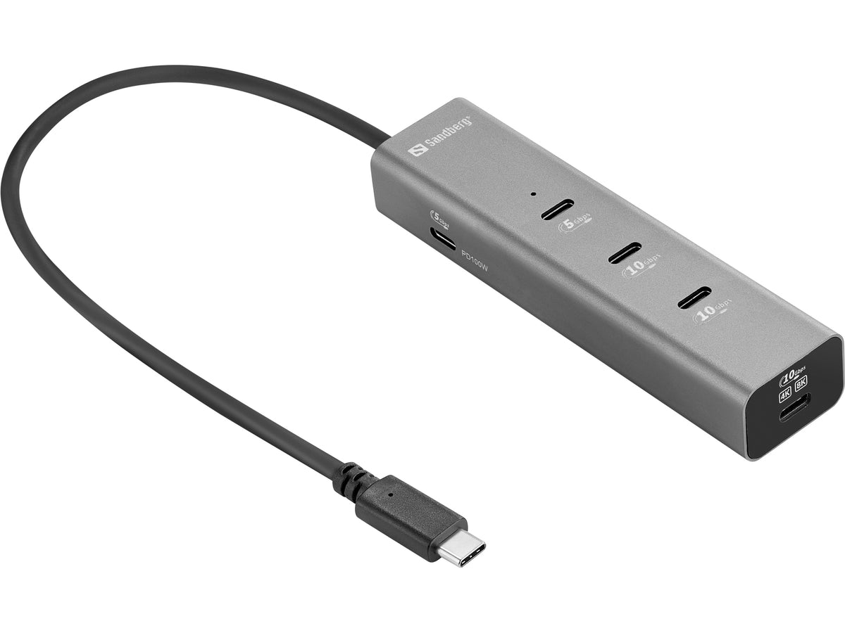 Sandberg 136-78 laptop-dockingstation & portreplikator Kabelgebunden USB 3.2 Gen 2 (3.1 Gen 2) Type-C Grau