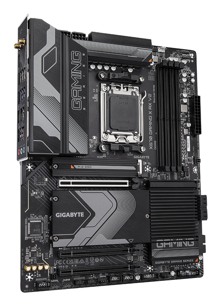 GIGABYTE X670 GAMING X AX V2 Mainboard - Unterstützt AMD Ryzen 7000 CPUs, 14+2+2 phases VRM, up to 8000MHz DDR5 (OC), 1xPCIe 5.0 + 3xPCIe 4.0 M.2, Wi-Fi 6E, 2.5GbE LAN, USB 3.2 Gen 2x2