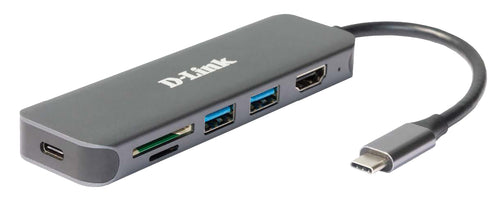 D-Link DUB-2327 laptop-dockingstation & portreplikator Kabelgebunden USB Typ-C Grau