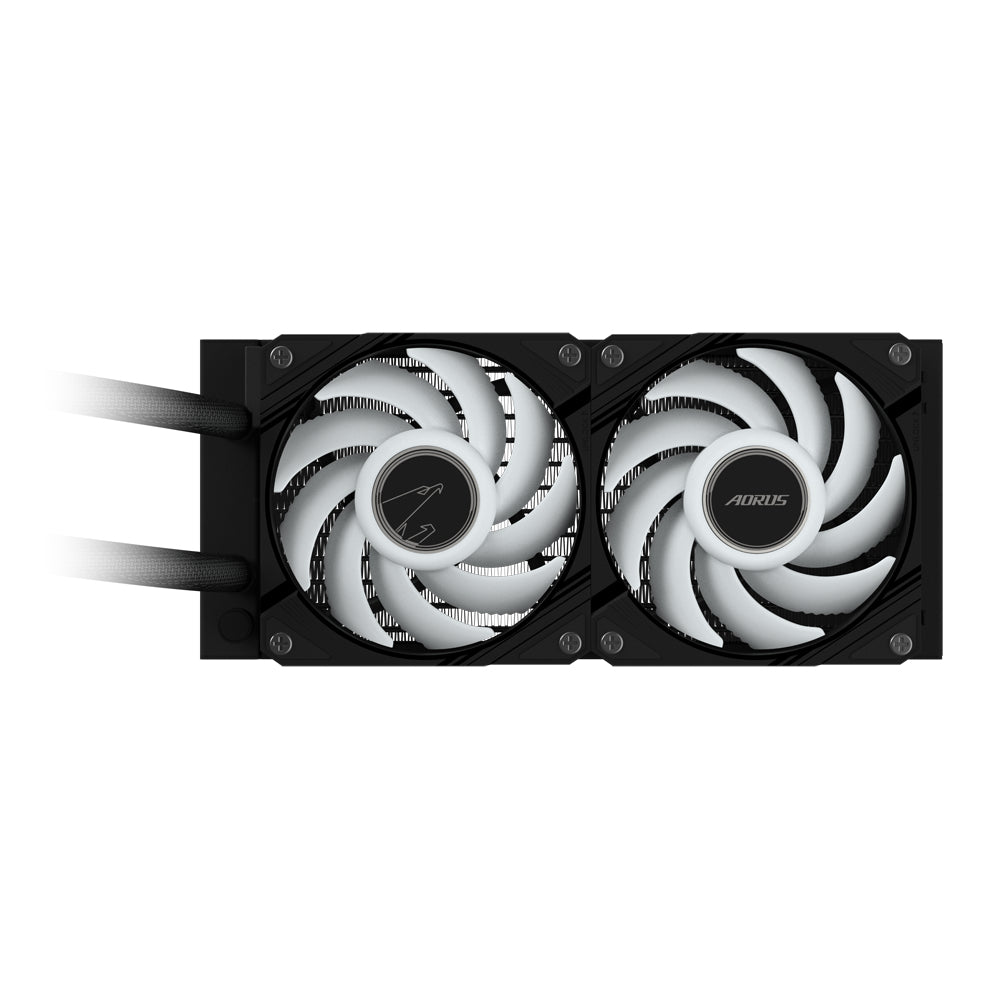 GIGABYTE AORUS WATERFORCE II 240 AIO Flüssigkeits-CPU-Kühler - 2x120mm ARGB-Lüfter, Schiebe-in-Verriegelungsmechanismus, DAISY-CHAIN, kompatibel mit Intel LGA 1851 und AMD AM5