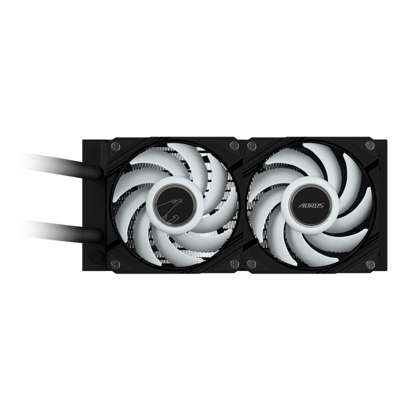 GIGABYTE AORUS WATERFORCE II 240 AIO Flüssigkeits-CPU-Kühler - 2x120mm ARGB-Lüfter, Schiebe-in-Verriegelungsmechanismus, DAISY-CHAIN, kompatibel mit Intel LGA 1851 und AMD AM5