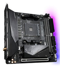 GIGABYTE B550I AORUS PRO AX Mainboard – AMD Ryzen 5000 CPUs, 8 Phasen VRM, bis zu 5300 MHz DDR4, 1xPCIe 4.0 + 1xPCIe 3.0 M.2, Wi-Fi 6E, 2.5GbE LAN, USB 3.2 Gen 2