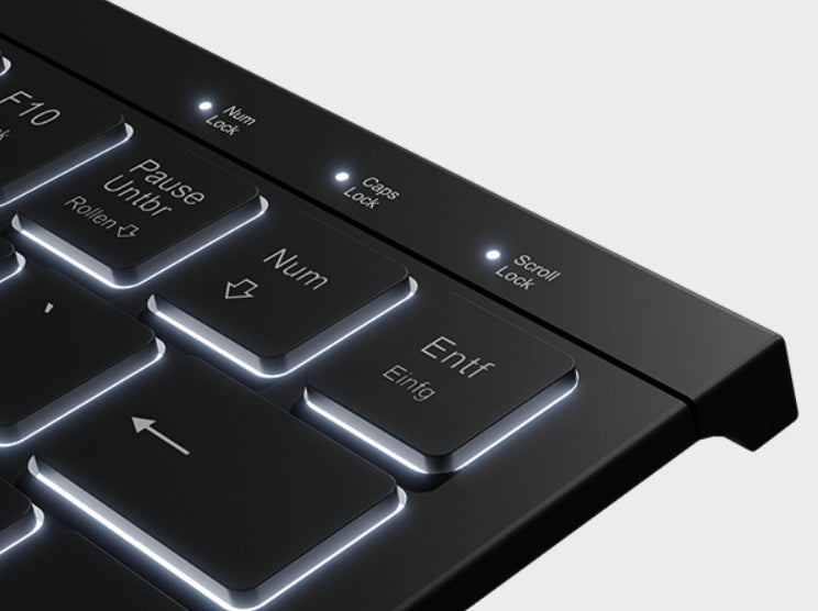 KeySonic KSK-5010ELC (DE) Mini Tastatur, Hintergrundbeleuchtung, integrierter Nummernblock, Combo, schwarz