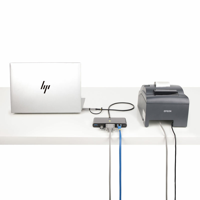 StarTech.com 2-Port USB-C Hub mit Ethernet und RS232 Port,USB-A Adapter, Ladefunktion 100W Power Delivery Pass-Through, 2x USB-A 5Gbps, Gigabit LAN, RS232 Seriell (FTDI)