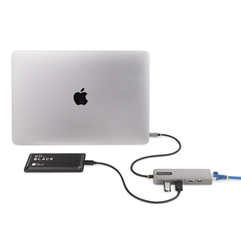 StarTech.com 3-Port USB-C Hub mit 2.5Gbps Ethernet und 100W Power Delivery Pass-Through, USB 3.2 10Gbps, 2x USB-A/1x USB-C, Mini USB Hub, USB C auf USB Adapter, USB C Verteiler