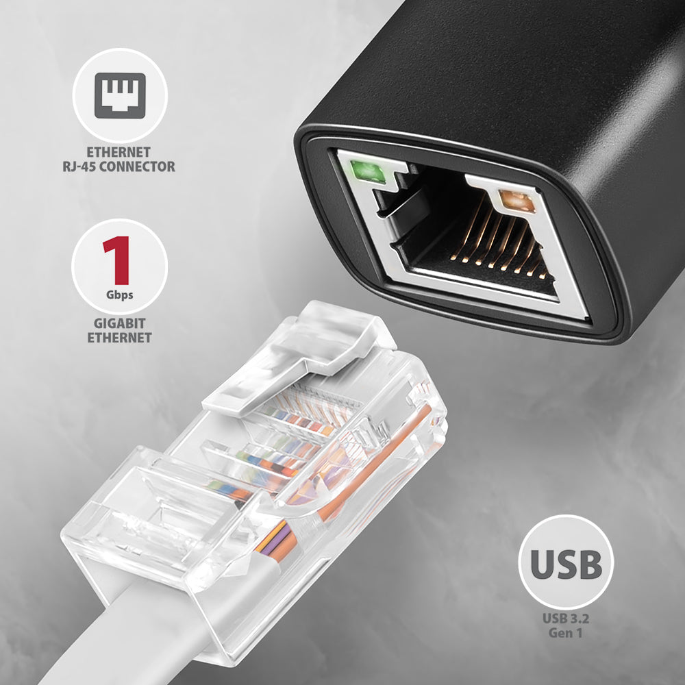 Axagon ADE-AR USB-A 3.2 Gen 1 – Gigabit‑Ethernet‑Adapter, Realtek 8153