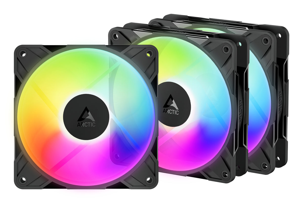 ARCTIC Freezer P12 Pro Reverse A-RGB - 3 Pack - 120 mm A-RGB PWM-Lüfter mit Kabelsplitter