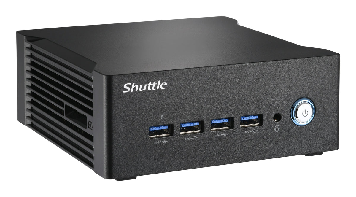 Shuttle Nano PC NA20H2, AMD Ryzen™ 7 255 APU, Radeon780M , 2xHDMI, 2xUSB-C 4.0(DP), 2x2.5Gbit LAN, inkl. VESA 24/7 Dauerbetrieb, inkl. VESA & Stand